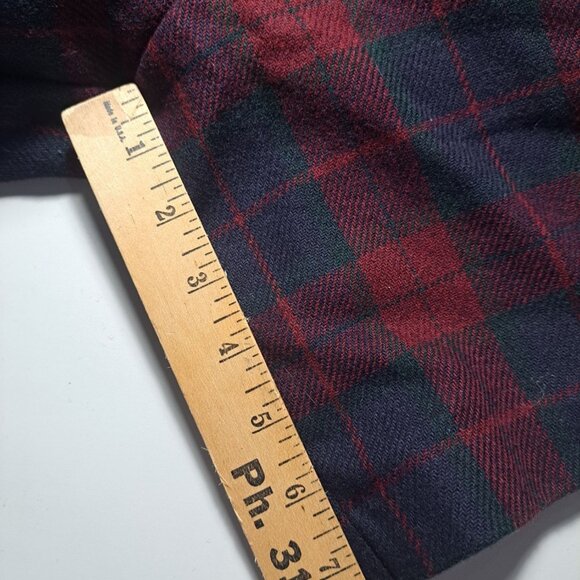 Vtg Sag Harbor Red & Navy Plaid Pleated Wool Blend Shorts Size 14 Lined Womens - Picture 10 of 10